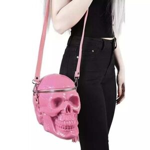 killstar gravedigger skull handbag in bubblegum pink